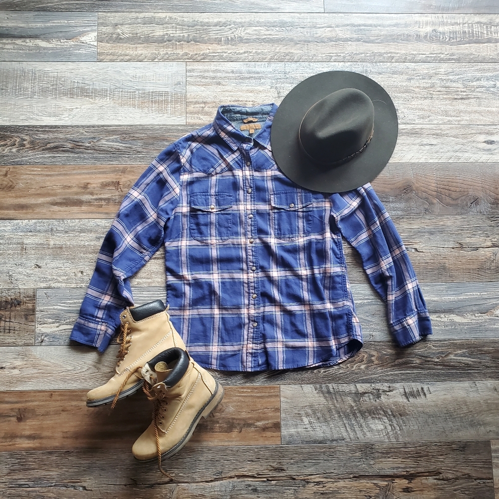 JACHS Girlfriend Plaid Flannel Shirt